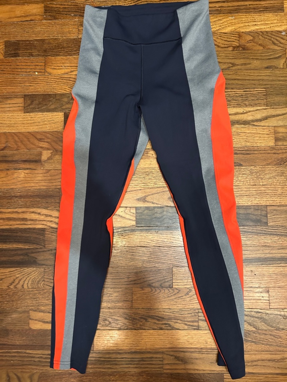 Athleta Navy, Gray & Orange Colorblock High-Rise Leggings